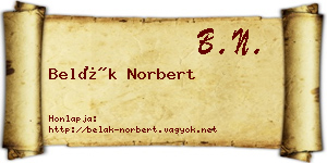 Belák Norbert névjegykártya